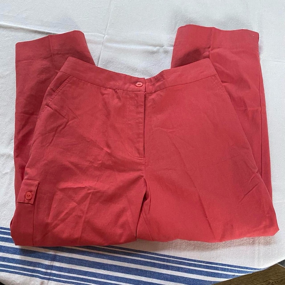 NWT Sun Moda Linen Cotton Blend Pants with Cargo Pocket